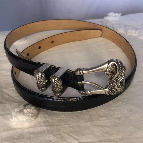 BILL ADLER STUDIO black genuine full grain leather women’s belt. Size Medium. - Picture 13 of 13